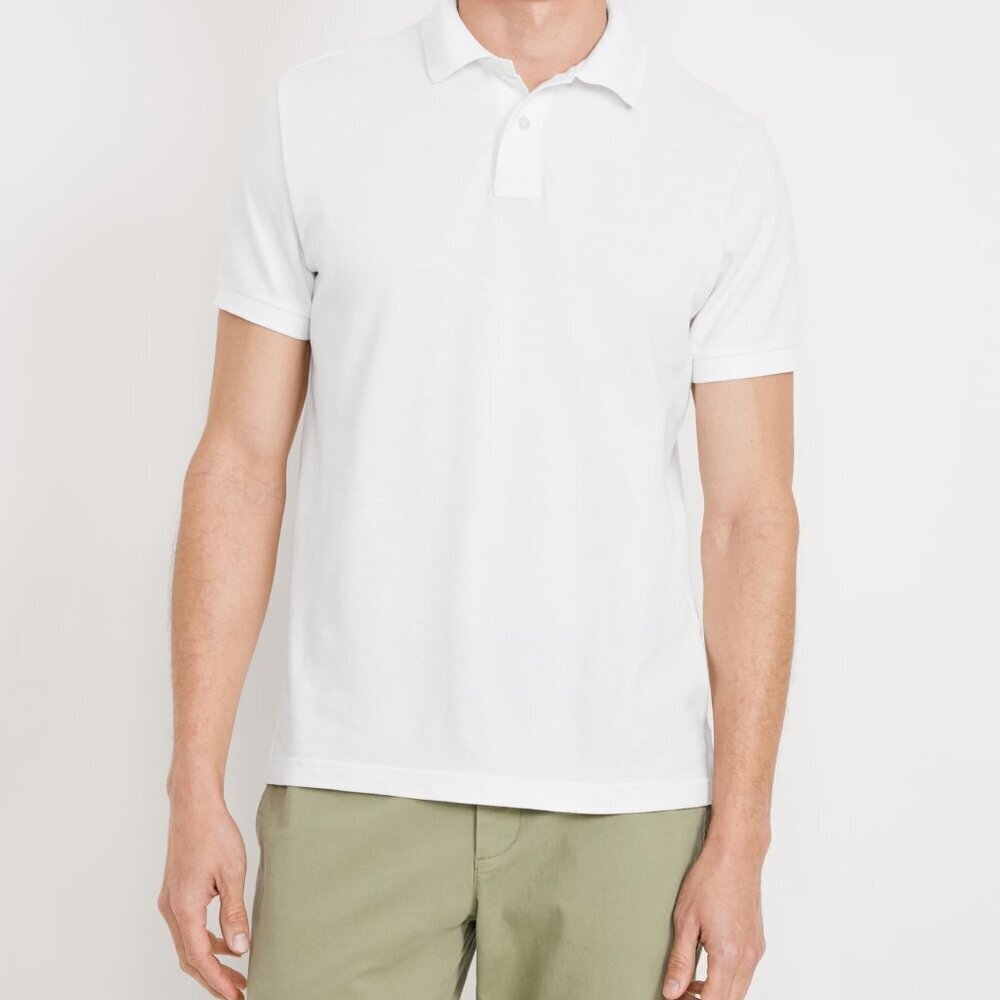 Men's Polo Shirt Pique White Go-Dry short sleeve Size XL NWT